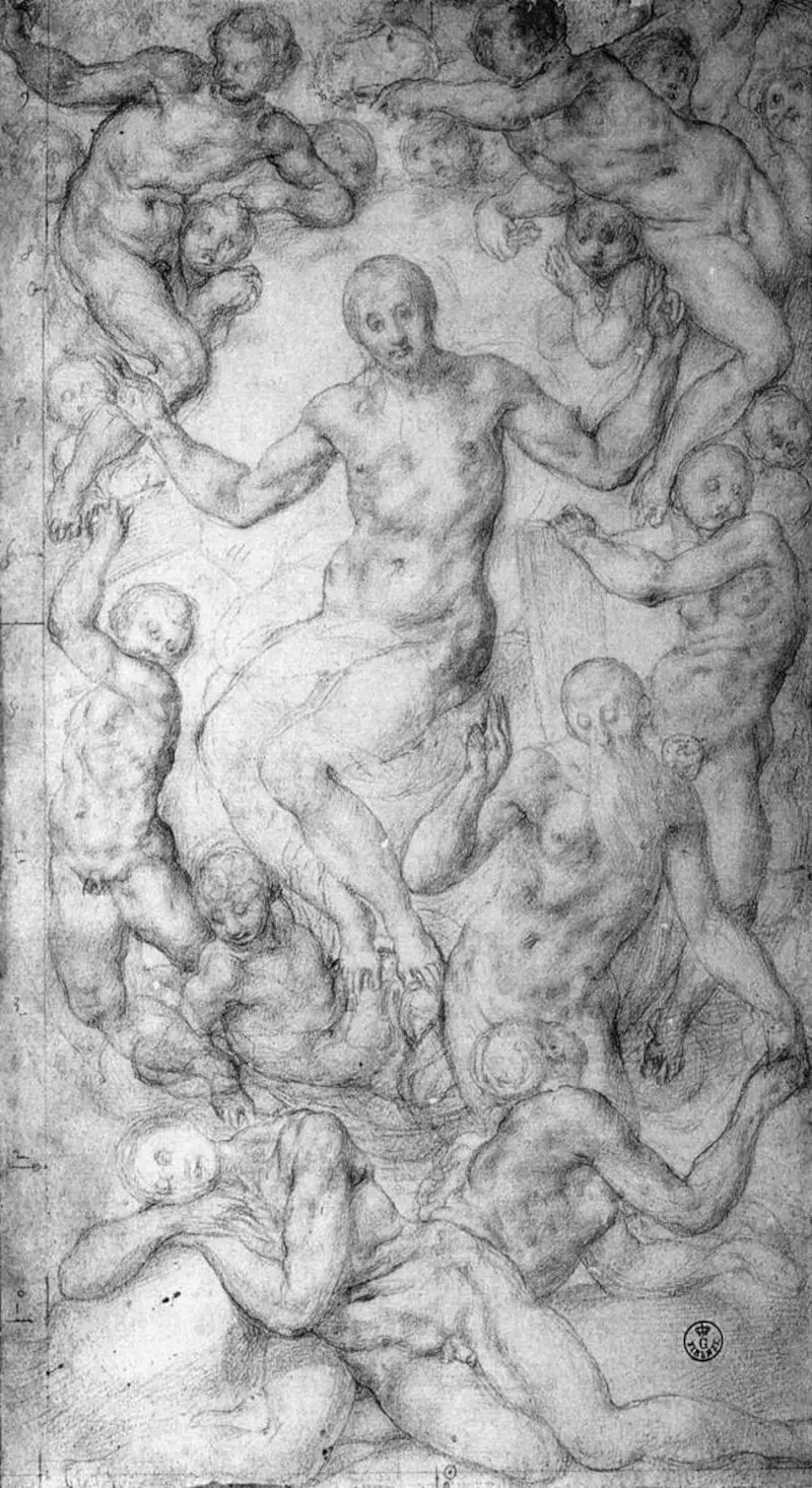 Christ and Creation of Eve Drawing Pontormo